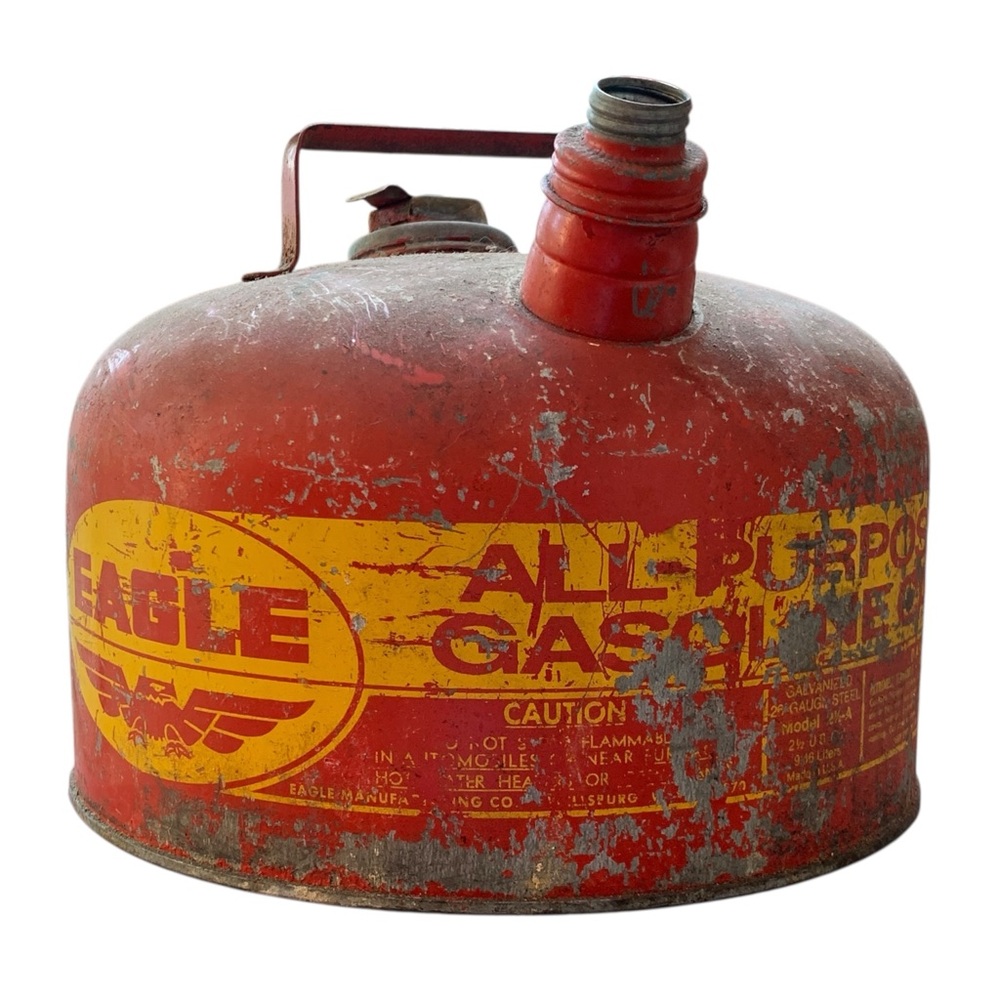 Vintage Eagle Red and Yellow Gasoline Can